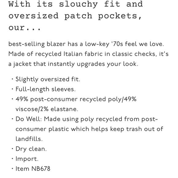 Madewell Dorset Blazer in Tan Coster Plaid 1X - Picture 11 of 11